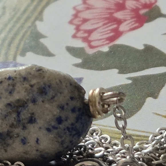 Lapiz Lazuli Pendant On A Silver   Necklace - Picture 4 of 9